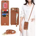 thumbnail image 1 of iPhone 7 8 SE (2020) Case with Card Holder for Women, iPhone 7 Phone Case Wallet with Strap Credit Card Slots Crossbody with Kickstand Zipper Shockproof Case for iPhoneSE (2020) - Brown, 1 of 16