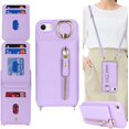 thumbnail image 1 of iPhone 7 8 SE (2020) Case with Card Holder for Women, iPhone 7 8 SE (2020) Phone Case Wallet with Strap Credit Card Slots Crossbody with Kickstand Zipper Case - Purple, 1 of 14