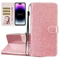 thumbnail image 1 of For iPhone 7 / 8 / SE 2020 / SE 2022 Case Bling Glitter Shiny Magnetic Closure Luxury PU Leather RFID Blocking Wallet Card Holder Hand Strap Folio Kickstand Flip Case Women Girls, Rosegold, 1 of 7