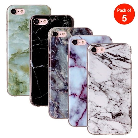 iPhone 7/8/SE 2020/SE 2022 Case Marble IMD Slim Fit Anti Scratch Shock Proof Anti Finger Print Flexible Soft TPU Protective Case - pack of 5