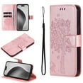 thumbnail image 1 of FOR iPhone 7 / 8 / SE 2020 / SE 2022 Case Wallet Case with Kickstand Credit Card Holder Slots Cute Cat Butterfly & Tree Embossed Premium PU Leather Protective Phone Case with Wrist Strap,Rosegold, 1 of 8