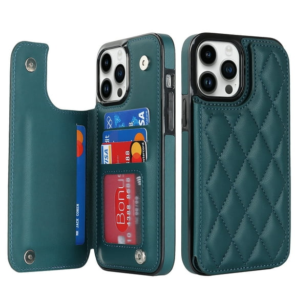 for iPhone 7 / 8 / SE 2020 / SE 2022 Wallet Case with Card Holder RFID Blocking, Kickstand Card Slots Case, Dimaond Patterned Elegent PU Leather,Double Back Flip Magnetic Clasp Durable Cover,Darkgreen