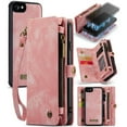thumbnail image 1 of For iPhone 7/8/SE 2020/SE 2022 Wallet Case,Multi-Functional Retro Leather Purse Flip Cover Zipper Wallet Case with Removable Card Slots Pocket & Detachable Wrist Strap Magnetic Phone Case, Pink, 1 of 9
