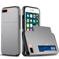 thumbnail image 1 of for iPhone 7 / 8 / SE 2020 / SE 2022 Wallet Case with Sliding Door Hidden Pocket Credit Card Holder Dual Layer Heavy Duty Shockproof Hard PC Hybrid TPU Phone Flip Protective Cover, Gray, 1 of 8