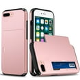 thumbnail image 1 of for iPhone 7 / 8 / SE 2020 / SE 2022 Wallet Case with Sliding Door Hidden Pocket Credit Card Holder Dual Layer Heavy Duty Shockproof Hard PC Hybrid TPU Phone Flip Protective Cover, Rosegold, 1 of 8