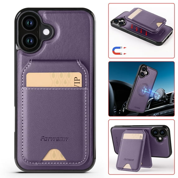 For iPhone 7 / 8 / SE 2022 & 2020 Case with 2 in 1 Detachable Magnetic Wallet RFlD Blocking Card Slots Pocket, Compatible MagSafe, Back Flip Kickstand Premium PU Leather Wireless Charging Case,Purple