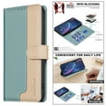 thumbnail image 1 of for iPhone 7 / iPhone 8 / iPhone SE 2022 & 2020 Case, Color Blocking Design PU Leather [RFID Blocking] Wallet Case, Card Slots Flip Kickstand Full Body Protective Purse Phone Cover, Green, 1 of 8