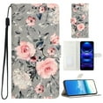 thumbnail image 1 of for iPhone 7/8 /SE 2022&2020 PU Leather Flip Case, Stylish Wrist Strap Kickstand Magnetic Card Slots Pattern Shockproof Protective Durable Portable Ultra Slim Case for Men Women - Gray Bottom Flower, 1 of 9