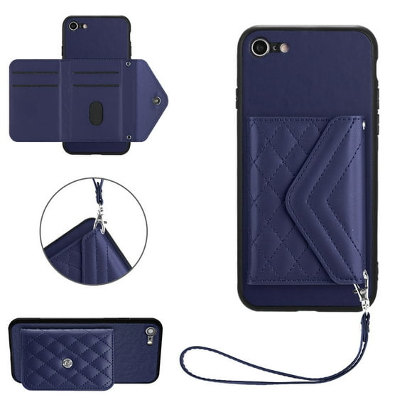 for iPhone 7 / 8 / SE 2022 & 2020 Wallet Case with Card Holder, Elegant Durable PU Leather Protective Magnetic Closure Flip Phone Cover Kickstand RFID Blocking for Women Girls, Blue