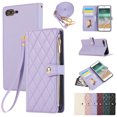 thumbnail image 1 of for iPhone 7 / iPhone 8 / iPhone SE 2022 & 2020 Wallet Case with Zipper Pocket Card Holder & Crossbody Lanyard Strap & Wrist Strap, Flip Kickstand PU Leather Magnetic Folio Handbag Purse Case, Purple, 1 of 8