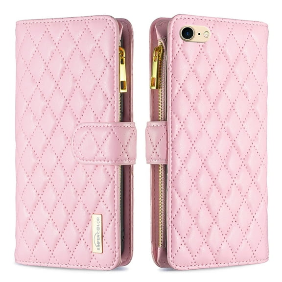 iPhone 7/8/SE 2nd/3rd Gen Women Wallet Case, Magnetic Leather Purse Zipper Wallet Folio Flip Credit Card Coin Stand Case with Wristp Hand Strap Lanyard Compatible with iPhone 7/8/SE 2nd/3rd Gen,
Pink