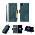 thumbnail image 1 of iPhone 7 Case, iPhone 8 Case, iPhone SE 2020 Flip Case Slide Card Pocket Premium PU Leather Folio Flip with Design Card Slots Wrist Strap Shockproof Kickstand Magnetic Protective Cover, Green, 1 of 14