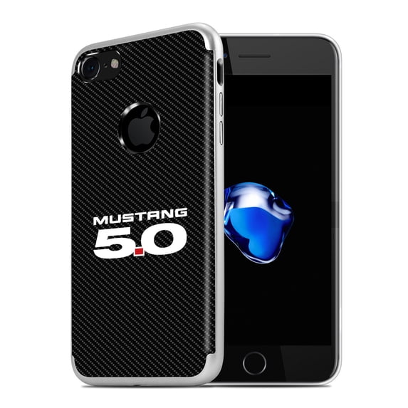 iPhone 7 Case, Ford Mustang 5.0 PC+TPU Shockproof Black Carbon Fiber Textures Cell Phone Case