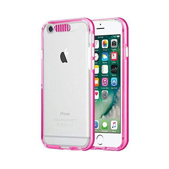 iPhone 7 Case, Mignova LED Incoming Call Flash Message Blink iphone 7 4.7" Hybrid Cover Pc Hard Transparent Back + Luminous Soft Protective Bumper Case for Iphone 7 4.7" (Pink)