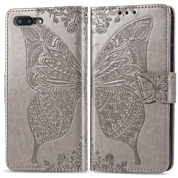 iPhone 7 Case,iPhone 8 Case, iPhone SE 2020 Wallet Folio Case Magnetic Closure RFID Blocking Card Slots Kickstand Shockproof Absorption Double Protection Case for Apple iphone 7/8/SE 2020, Gray