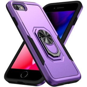 iPhone 7 Case, iPhone 8 Case, iPhone SE Case, 360 ?Rotate Ring Stand Rugged Lightweight Slim Impact-Resistant Full Body Shockproof Protective Bumper Case For iPhone 7 / 8 / SE 2020,Purple + Black