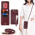 thumbnail image 1 of iPhone 7 Plus/8 Plus Case with Card Holder for Women, iPhone 7 Plus/8 Plus Phone Case Wallet with Strap Credit Card Slots Crossbody with Kickstand Zipper Case - Red Wine, 1 of 12