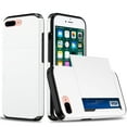 thumbnail image 1 of for iPhone 7 Plus, iPhone 8 Plus Wallet Case with Sliding Door Hidden Pocket Credit Card Holder Dual Layer Heavy Duty Shockproof Hard PC Hybrid TPU Phone Flip Protective Cover, White, 1 of 8