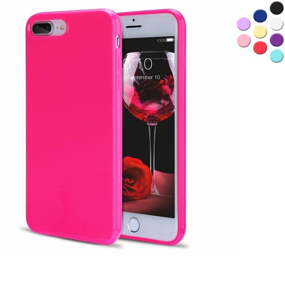 Entronix Silicone Soft Case Designed for iPhone 7/8 Plus Shockproof Durable Slim Fit, Hot Pink