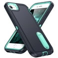 thumbnail image 1 of for iPhone 7 Plus Case / iPhone 8 Plus Case Kickstand Durable 3-Layer Military Grade Protective Cover Hybrid Silicone Heavy Duty Rugged Shockproof Screen Lip Raised Protection,
Darkblue+Mint, 1 of 7