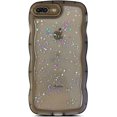 thumbnail image 1 of iPhone 7 Plus Case,iPhone 8 Plus Case,Curly Wave Design Transparent Bling Glitter Star Shiny Case, Cute Clear Full Protection Soft TPU Shockproof Phone Cover Case for Women Girls,Black, 1 of 11