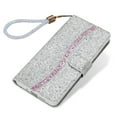 thumbnail image 1 of For iPhone 7 Plus Case, iPhone 8 Plus Case, Girly Bling Glitter Card/Credit Slot Wallet Case, Magnetic Wrist Hand Strap Shockproof Folio Stand PU Leather Shell For iPhone 7 Plus/8 Plus, Silver, 1 of 9