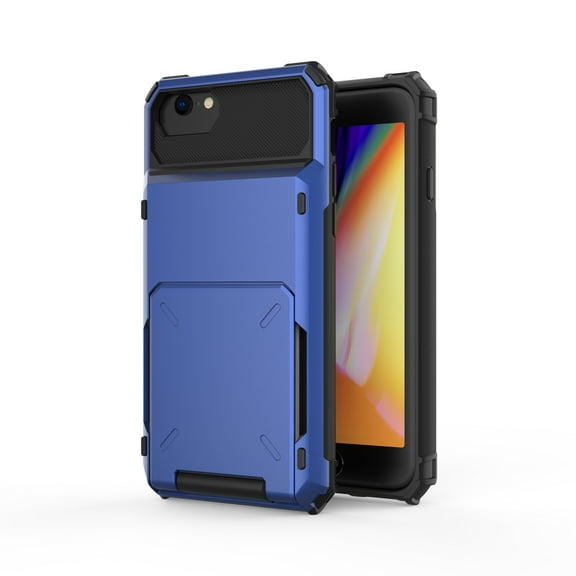 iPhone 7 Plus Case, iPhone 8 Plus Case, Mantto Wallet Cover 5 Credit Card Slots Holder Flip Hidden Rugged Dual Layer Protection Hybrid Tough Back Armor For Apple iPhone 7 Plus/8 Plus, Blue