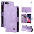 thumbnail image 1 of iPhone 7 Plus Case, iPhone 8 Plus Cover, Wallet Card Slot Crossbody/Shoulder Strap + Wristlet Strap Magnetic Flip Premium PU Leather Zipper Pocket With Kickstand For iPhone 7 Plus / 8 Plus,
Purple, 1 of 18