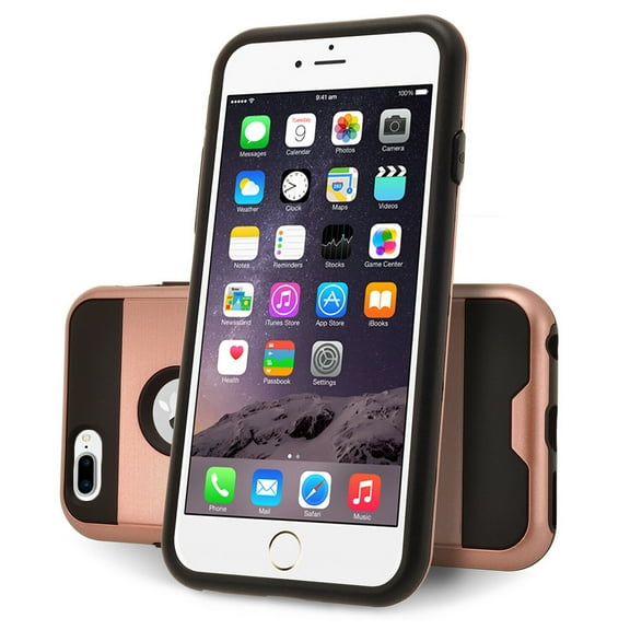 iPhone 7 Plus Phone Case, 2-Piece Style Hybrid Shockproof Hard Case Cover with Hybird Shockproof-Rose Gold