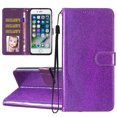thumbnail image 1 of For iPhone 7 Plus / iPhone 8 Plus Case Bling Glitter Shiny Magnetic Closure Luxury PU Leather RFID Blocking Wallet Card Holder Hand Strap Folio Kickstand Flip Case Women Girls, Purple, 1 of 7