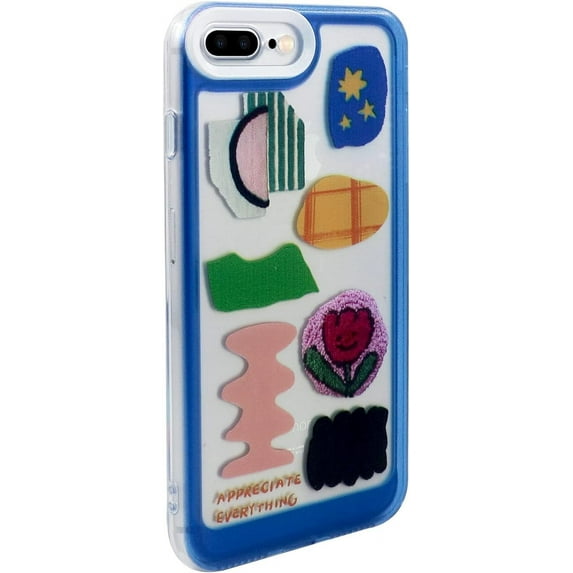 for iPhone 7 Plus/iPhone 8 Plus Case Clear, Not Yellowing Phone Case for iPhone 7 Plus/iPhone 8 Plus (5.5 inch) with Slim Cover Protection Shockproof Bumper, Blue Patch