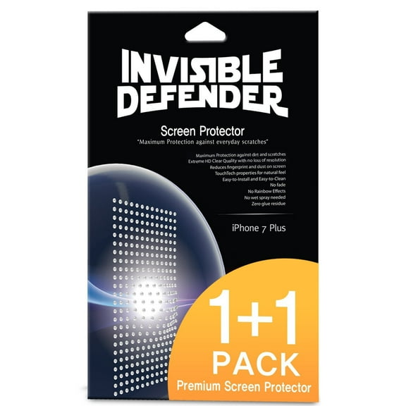 iPhone 7 Plus / iPhone 8 Plus Screen Protector, Invisible Defender [Full Coverage][2-Pack]