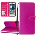 thumbnail image 1 of For iPhone 7 Plus / iPhone 8 Plus Wallet Case Bling Shiny Premium PU Leather with RFID Blocking Card Slots Holder Magnetic Flip Kickstand Shockproof Wrist Strap Cover, Rose, 1 of 7