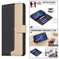 thumbnail image 1 of for iPhone 7 / iPhone 8 / iPhone SE 2022 & 2020 Case, Color Blocking Design PU Leather [RFID Blocking] Wallet Case, Card Slots Flip Kickstand Full Body Protective Purse Phone Cover, Black, 1 of 8