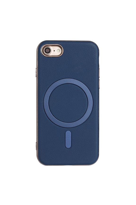for iPhone 7 / iPhone 8 / iPhone SE 2022 & 2020 Strong Magnetic Case Compatible with Mag-Safe, Luxury Elegant PU Leather TPU Bumper Shockproof Protective Slim Magnetic Phone Cover, Darkblue