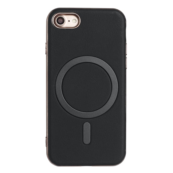 for iPhone 7 / iPhone 8 / iPhone SE 2022 & 2020 Strong Magnetic Case Compatible with Mag-Safe, Luxury Elegant PU Leather TPU Bumper Shockproof Protective Slim Magnetic Phone Cover, Black