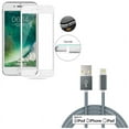 thumbnail image 1 of iPhone 8/7/6S/6 - 10ft MFi USB Cable w Tempered Glass Screen Protector - Certified Charger Cord Power Wire Braided, 4D Touch Curved Edge Full Cover Bubble Free Case Friendly for iPhone 8/7/6S/6, 1 of 11