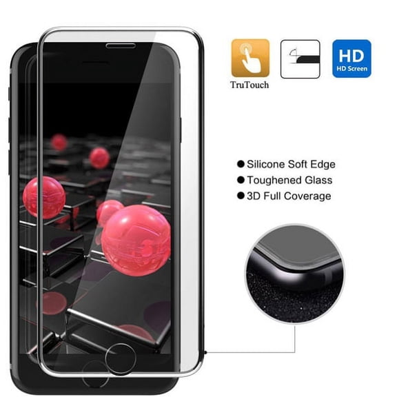 iPhone 8 7 6S 6 - 3D Tempered Glass Screen Protector Curved Edge Full Cover HD Clear 9H Hardness