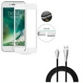 thumbnail image 1 of iPhone 8/7/6S/6 - Charger Cord 10ft USB Cable w Tempered Glass Screen Protector - Power Wire Long Sync Fast Charge, 5D Touch Curved Edge Full Cover Bubble Free Case Friendly for iPhone 8/7/6S/6, 1 of 11