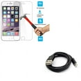 thumbnail image 1 of iPhone 8/7/6S/6 - Tempered Glass Screen Protector w Charger Cord 6ft USB Cable - HD Clear 2.5D Round Edges Display Cover Guard, Power Wire Long Sync Fast Charge for iPhone 8/7/6S/6, 1 of 9