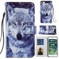 thumbnail image 1 of iPhone 8 Case 4.7 inch, iPhone 7 Cover, iPhone SE 2020 2nd Gen Cover with Card Cash Holder, Allytech Kickstand PU Leather Folio Flip Protective Case with Hand Strap for iPhone 7/8/SE 2020, Lovely Wolf, 1 of 2