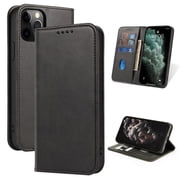 iPhone 8 Case - PU Leather Wallet Magnetic Folio Card Slot Holder Flip Kickstand Shockproof - Black - BingBongBoom