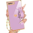 thumbnail image 1 of for iPhone 8 Plus/7 Plus  Case with Loopy Stand/Strap, Luxury Cute Women Girls Heart Electroplated Designer Squared Edge Phone Cases for 7/8 Plus, Purple, 1 of 11