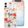 thumbnail image 1 of for iPhone 8 Plus/7 Plus Flower Girly Case, Girls Floral Design Pressed Dry Real Flowers Slim Cover Case Silicone TPU Rubber Romantic Cute Protective Clear Phone Case for Girls Kids Women Red, 1 of 8