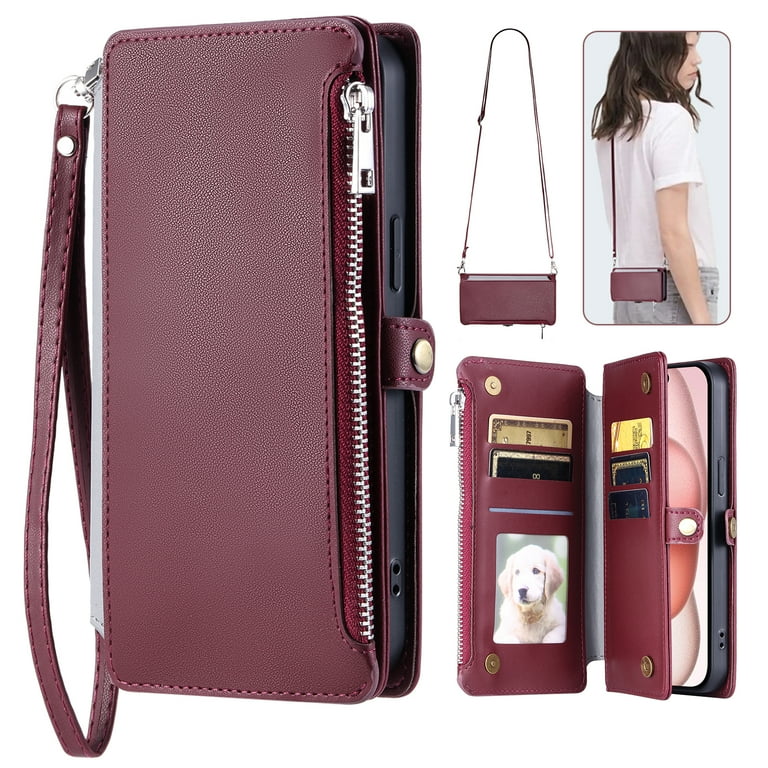 Leather Crossbody Phone Case Iphone Plus For IPhone Plus/7 Plus Wallet Case   Crossbody Strap+