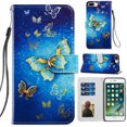 thumbnail image 1 of iPhone 8 Plus Case, iPhone 7 Plus Case 5.5 inch, Allytech Premium PU Leather Flip Case with Card Slots Stand Magnetic Closure Removable Wrist Strap Wallet Case for iPhone 7 Plus/8 Plus, Gold Butterfly, 1 of 2