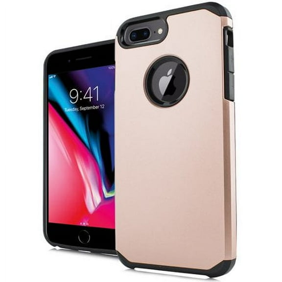 iPhone 8 Plus Case, STARSHOP Drop Protection Dual Layers Phone Cover - Rose Gold
