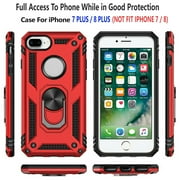 iPhone 8 Plus Case, STARSHOP Drop Protection Ring Kickstand Cover- Red
