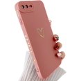 thumbnail image 1 of for iPhone 8 Plus Case,iPhone 7 Plus Case,Side&Back Cute Plated Love Heart with Anti-Fall Lens Camera Cover Protection Soft TPU Shockproof Anti-Fingerprint Phone Case for Women Girl Men,Pink, 1 of 8
