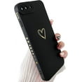 thumbnail image 1 of for iPhone 8 Plus Case,iPhone 7 Plus Case,Side&Back Cute Plated Love Heart with Anti-Fall Lens Camera Cover Protection Soft TPU Shockproof Anti-Fingerprint Phone Case for Women Girl Men,Black, 1 of 11